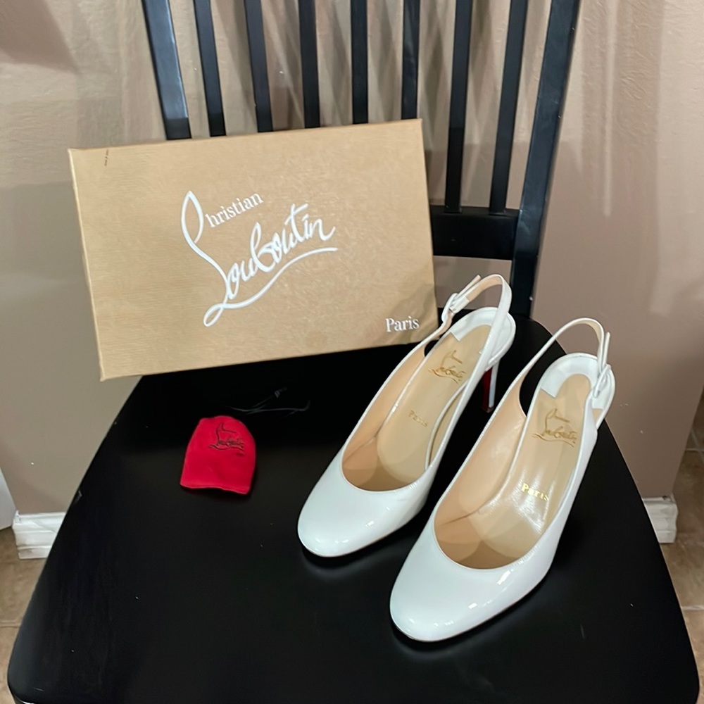 White Christian Louboutin Sling Shoes